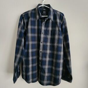 DJAB Simons Plaid Shirt Mens Large Blue Check Button Up Long Sleeve Flannel
